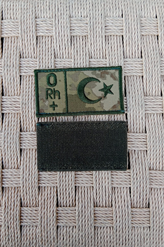 Kara Kuvvetleri Kamuflaj Renkli Nakis İslemeli 0 Rh + Kan Gruplu Arma Pec Patch