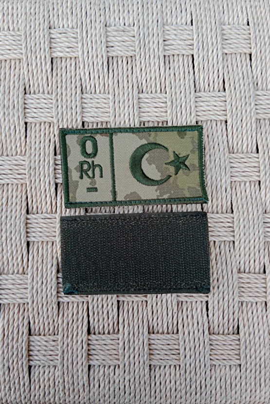 Kara Kuvvetleri Kamuflaj Renkli Nakis İslemeli 0 Rh - Kan Gruplu Arma Pec Patch