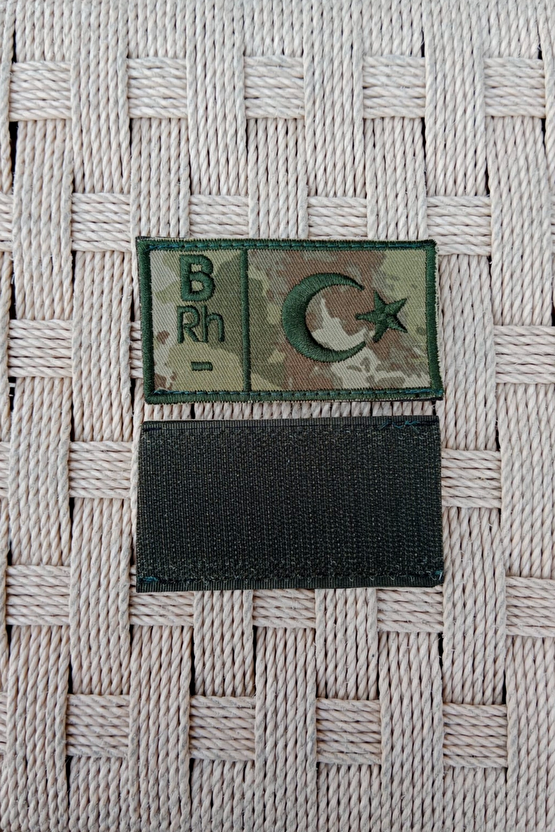 Kara Kuvvetleri Kamuflaj Renkli Nakis İslemeli B Rh - Kan Gruplu Arma Pec Patch