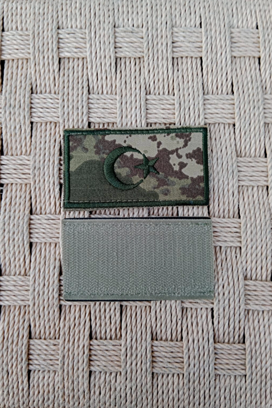 Kara Kuvvetleri Kamuflaj Renkli Nakis İslemeli Ayyildiz Bayrak Arma Patch Pec