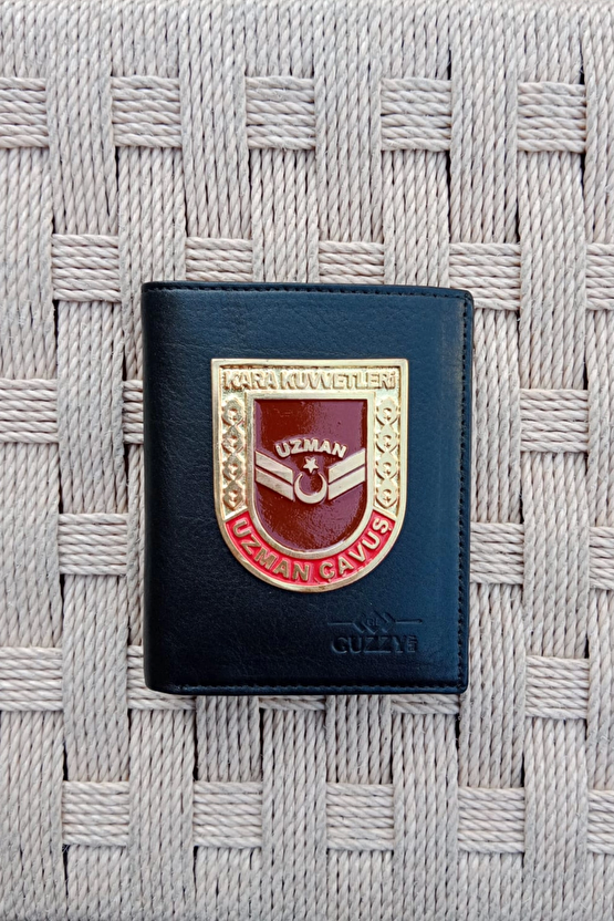 Kara Kuvvetleri Uzman Cavus Amblemli Ozel Tasarim Hakiki Deri Rozetli Cuzdan