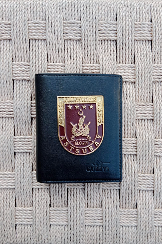 Kara Kuvvetleri M.o 209 Astsubay Yazili Amblemli Ozel Tasarim Hakiki Deri Rozetli Cuzdan