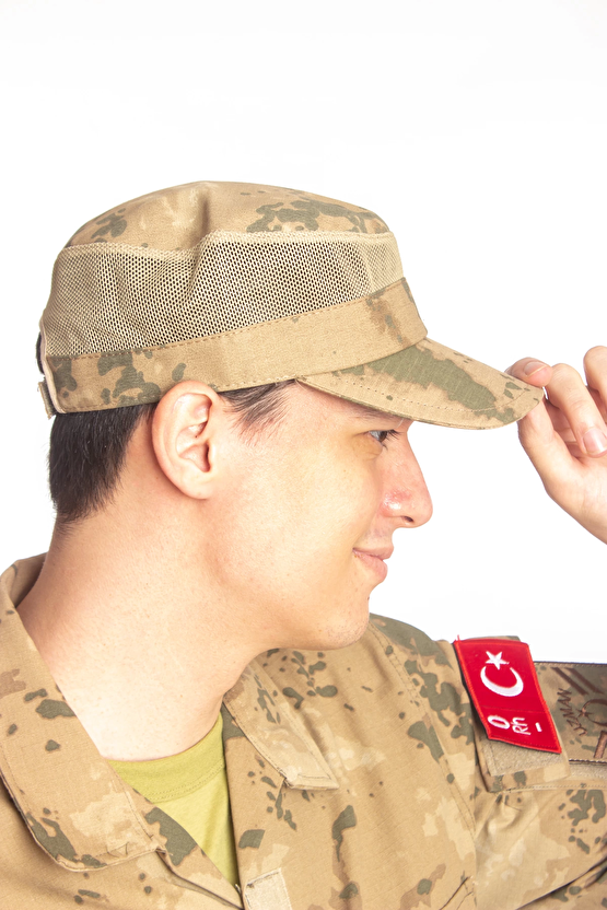 Jandarma Kamuflaj Renkli Arkasi Ayarlamali Yazlik Fileli Operasyon Sapka Kep