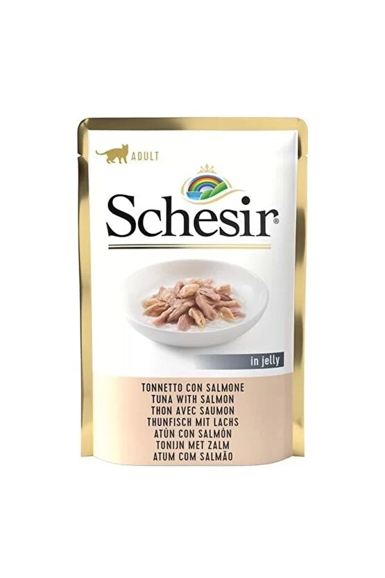 Jöleli Ton Balık Ve Somonlu Yetişkin Konserve Kedi Maması 85 gr
