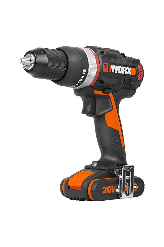 WX-JCR 20Volt2.0Ah Li-ion Çift Akülü Kömürsüz Profesyonel Darbeli Şarjlı Matkap
