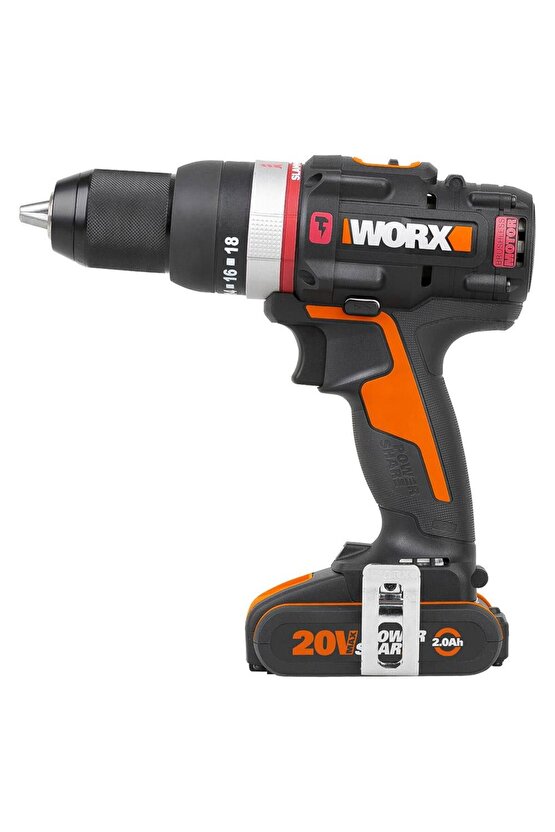 WX-JCR 20Volt2.0Ah Li-ion Çift Akülü Kömürsüz Profesyonel Darbeli Şarjlı Matkap