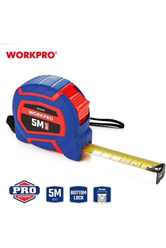 WP261009 5Mx19mm16Ft. Naylon Kaplama Sarı Çelik Şerit Metre