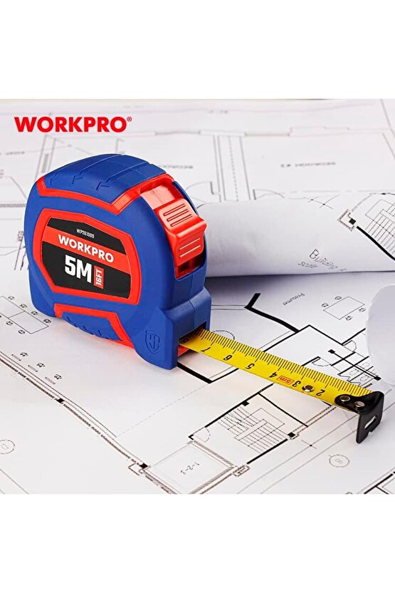 WP261009 5Mx19mm16Ft. Naylon Kaplama Sarı Çelik Şerit Metre