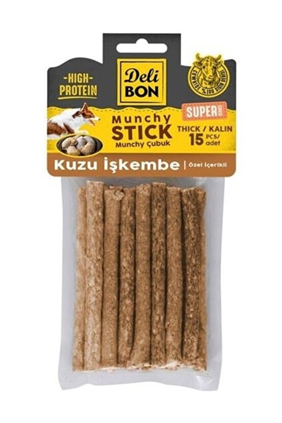 Delibon Süper Munchy Çubuk Prebiyotik Köpek Çiğneme Kemiği Kalın 15 Adet