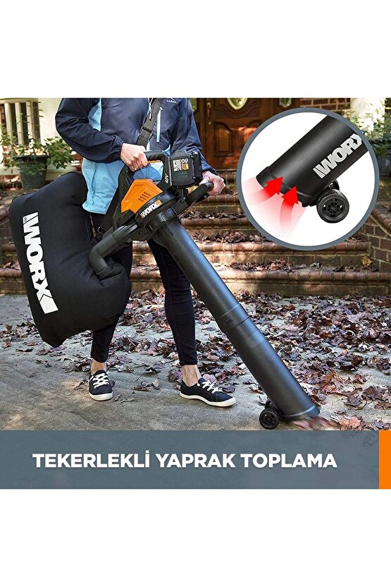 WG583E 40Volt 4.0Ah. Li-ion Kömürsüz Profesyonel Yaprak Toplama ve Üfleme