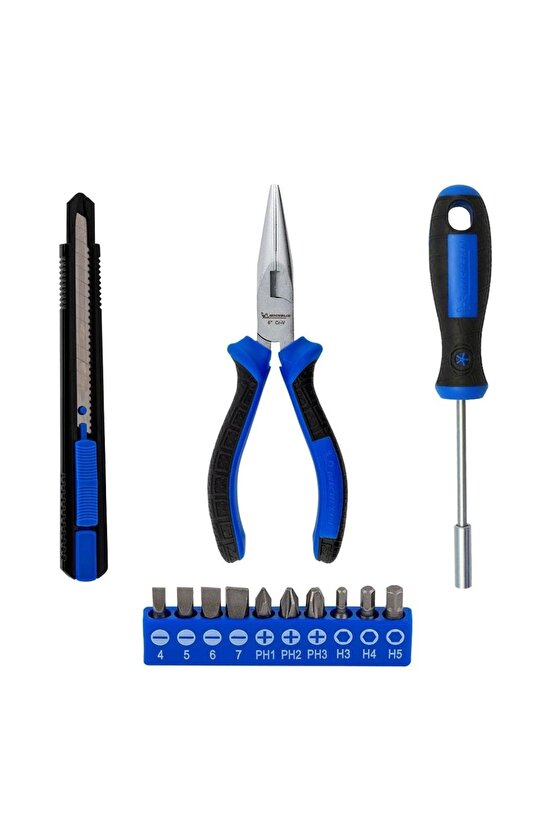 MC33320 13 Parça CR-V Kargaburnu + Maket Bıçağı Bits Tornavida Seti