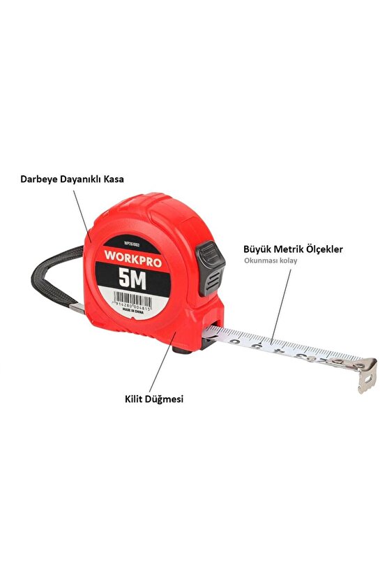 WORKPRO WP261003 5Mx19mm Beyaz Çelik Şerit Metre