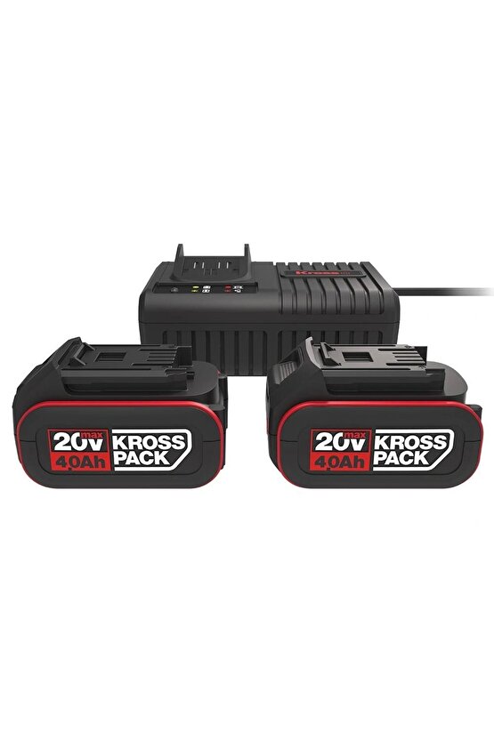 KAD21 20Volt 4.0Ah Li-ion KrossPack 2 Adet Akü ve Akü Şarj Cihazı