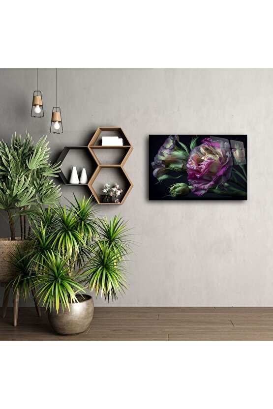 Romantik Kırmızı Pembe Lisianthus Metal Duvar Tablosu