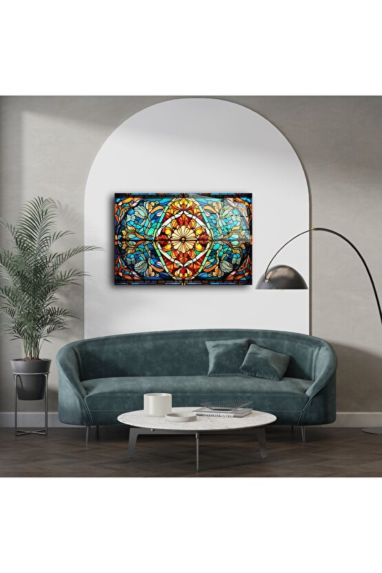Renkli Mandala Cam Tablo