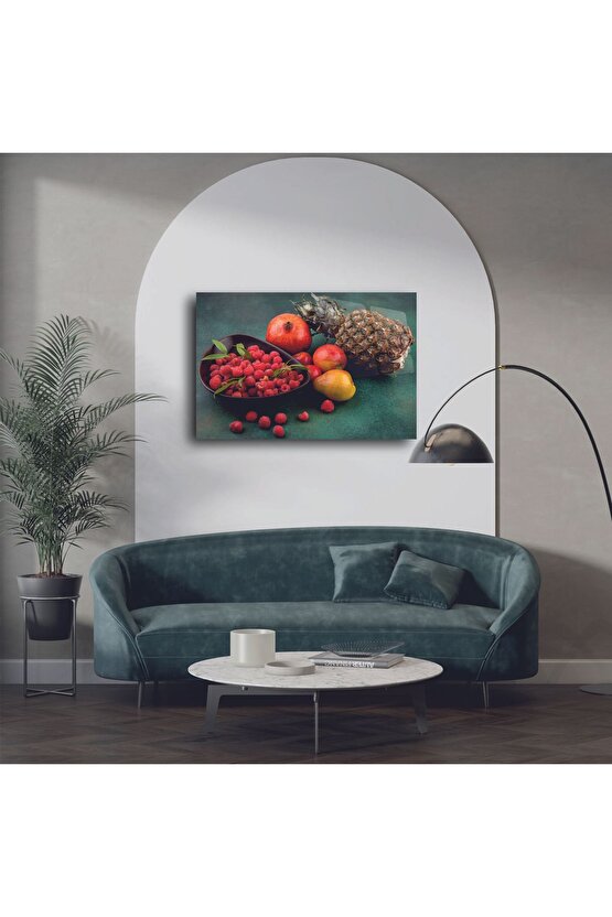 Renkli Tropikal Meyve Fotoğraflı Cam Tablo