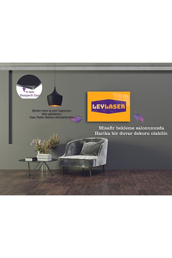 Kişiye Özel Şirket Logolu 4 mm temperli Kırılmaz Cam Tablo, Duvar Süsü, Ofis Duvar Dekoru, Logonuzu