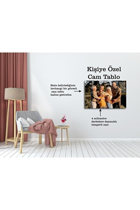 Kişiye Özel Resimli Renkli Baskı Cam Tablo Duvar Dekoru, Özel Foto, Kırılmaya Dayanıklı 4 Mm Temperl