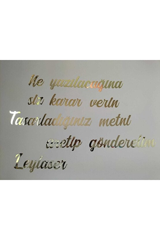 Kişiye Özel Yazı, Kendinden Yapışkanlı Aynalı Gold Pleksi Duvar Yazısı (HER 50 HARF IÇİN 1 ÜRÜN)