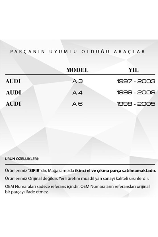 Vw Golf, Audi A3, Seat, SkodaUyumlu  Motor Muhafaza Tapası 2li