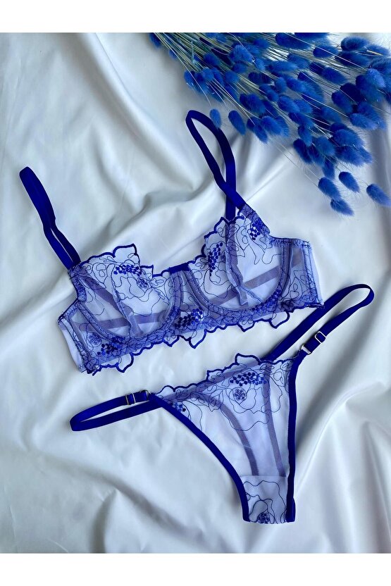 Navy Allure lacivert bralet takımı