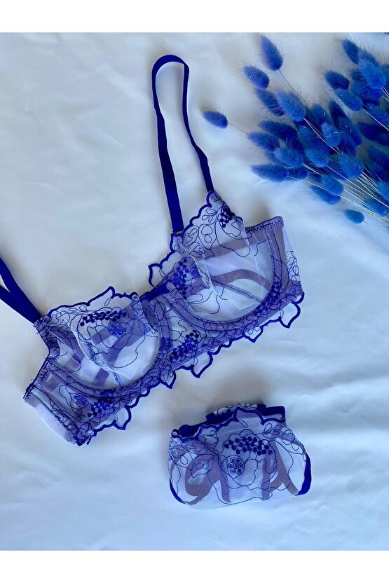 Navy Allure lacivert bralet takımı