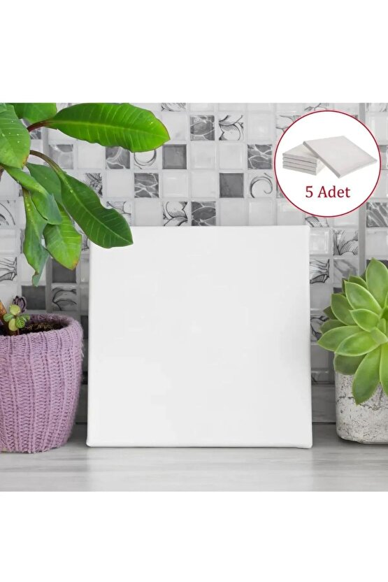 20x20 cm 5 Adet Kare Boş Tuval Tablo