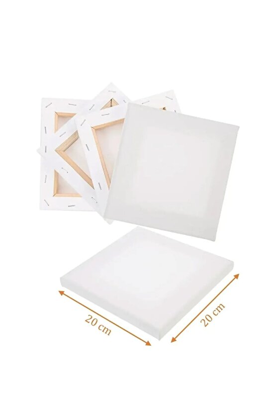 Kare Arkadan Zımbalı Yüksek Kaliteli 2 Adet Boş Tuval: 20x20 cm