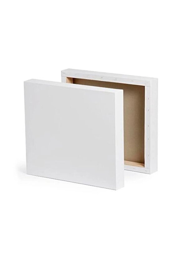 Kare Arkadan Zımbalı Yüksek Kaliteli 2 Adet Boş Tuval: 20x20 cm
