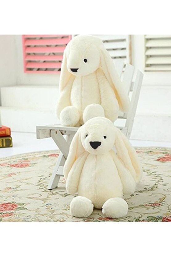 Uyku Arkadaşım Uzun Kulak Beyaz Renk Peluş Tavşan 45 Cm