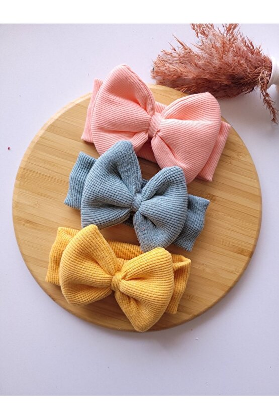 Kız Bebek & Çocuk Fiyonklu Bandana 3lü Set