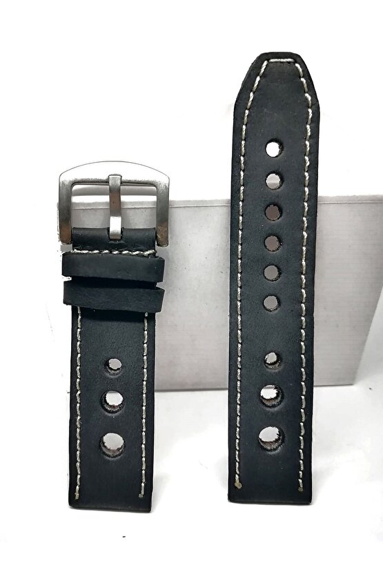 Tissot & Fossil & Panaray  Uyumlu Crayz Hakiki  Deri  24 mm   SİYAH