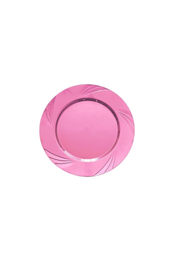 Kullan At Parti Davet Sunum Servis Plastik Sert Mika Tabak - 26 Cm. - Pembe - 6 Adetlik 10 Paket