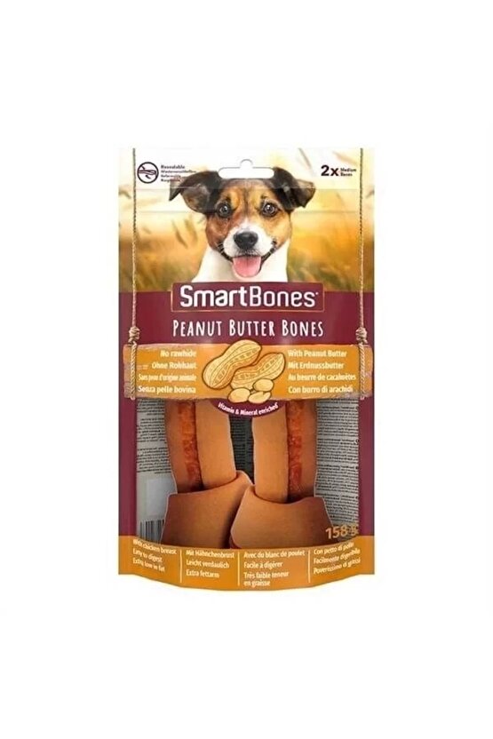 Smart Bones Tavuklu Fıstık Ezmeli Düğüm Kemik Köpek Ödül Maması 2 Adet 158 Gr