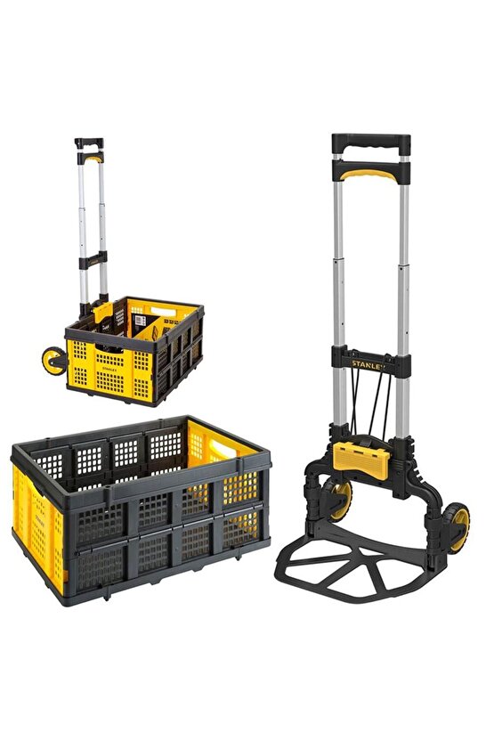 FT509 70Kg Katlanır Alüminyum El Arabası + FT505 25Kg Katlanır Çok Amaçlı Taşıma Sepeti
