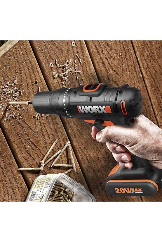 WX108 20Volt2.0Ah. Li-ion Çift Akülü Profesyonel Şarjlı Matkap