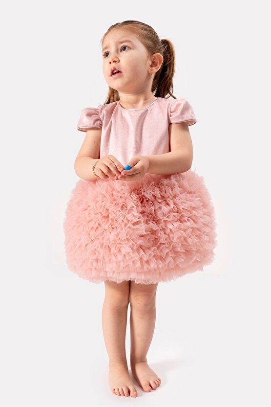 Bebek Kız Çocuk Doğum Günü Parti Düğün Elbise Tüllü Tütü Astarlı Çocuk Giyim Bebek Giyim Kız Bebek