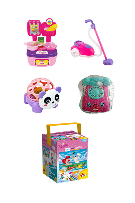 Pembe Oyuncak Yemek, Mutfak, Ev Seti Prenseslere Özel 5li Set