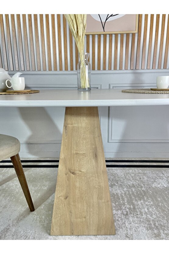 120x90 Cm Oval Çam Ayaklı Ahşap Yemek Masası - Fungi Serisi - Çalışma Masası - Balkon Ve Kafe Masası