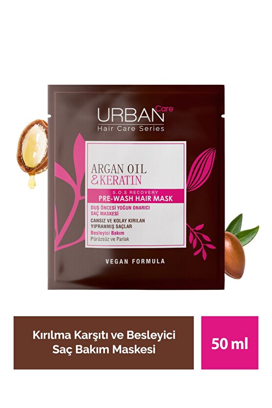 Argan Yağı&keratin Kolay Kırılan Saçlar Besleyici Duş Öncesi Saç Bakım Maskesi-vegan-50ml