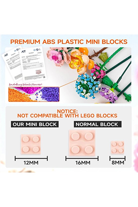 Mikro Blok Sonsuz Çiçekler 2 680 Parça - Lego Setleri - Loz Mini Lego - Çiçek Lego - Loz Lego - Mikr