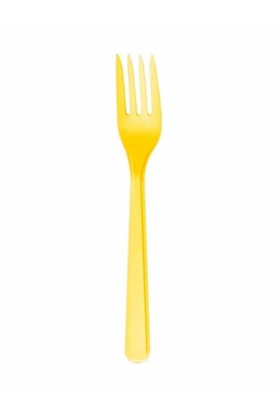 Renk Sarı Plastik Çatal Kullan At 25 Adet
