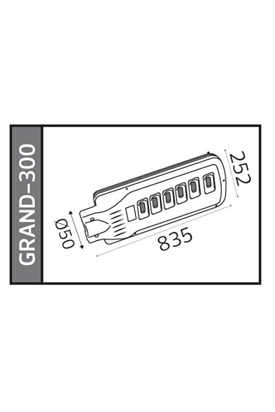 Grand-300 300W Solar Ledli Sokak Lambası 6400K BEYAZ IP65