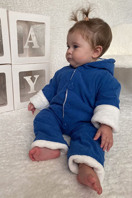 Kız Erkek Unisex Mevsimlik Çift Kat Kadife Ultrasoft Şapkalı Bebek Çocuk Uyku Tulumu Astronot Tulum