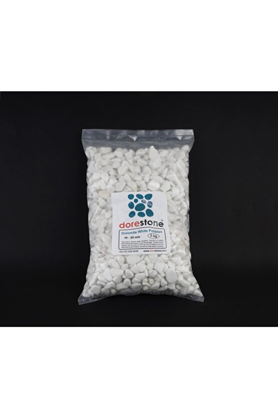 Tamburlanmış Beyaz Dolomit Taşı-5 Kg 10-20 Mm Beyaz Doğal Taş