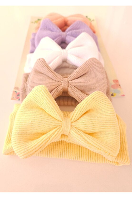 Kız Bebek & Çocuk Fiyonklu Bandana Set - Yumuşak- Esnek
