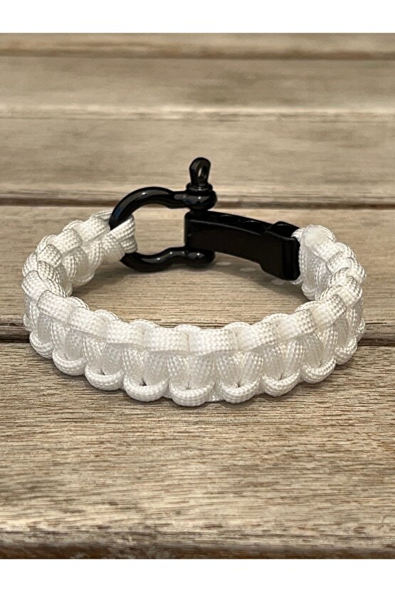 2 Metre - Beyaz  Makrome Örgü Paracord Bileklik
