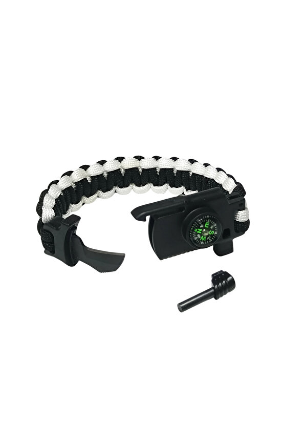 Siyah Beyaz Unisex Bileklik Pusula Magnezyum Çubuğu Spor Bileklik