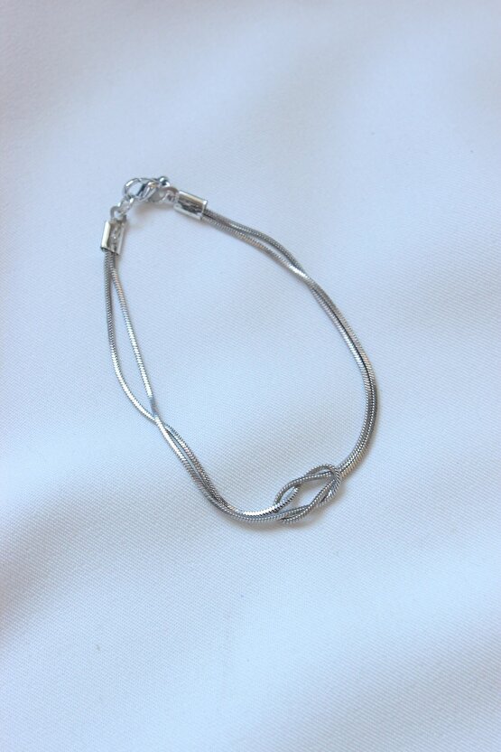 Silver Renk Unisex Çift Düğüm Bileklik