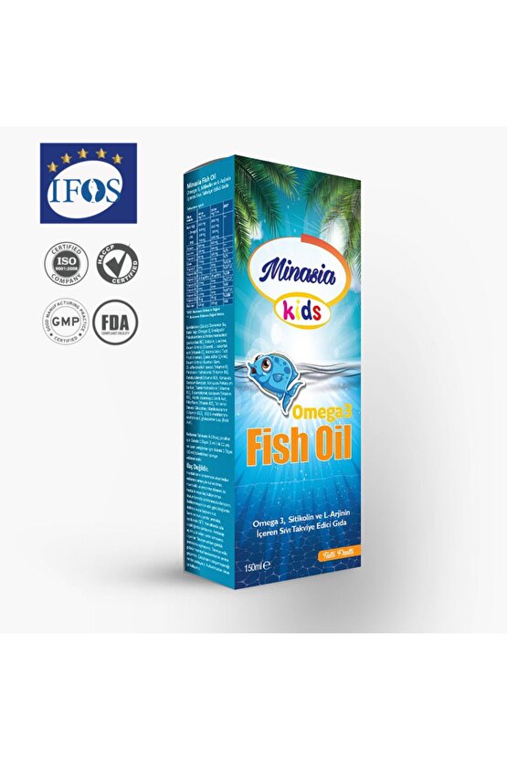 Kids Fish Oil Omega 3 Sitikolin Ve L-arjinin Içeren Balık Yağı Şurup (S.K.T 112025)